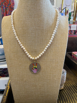 TOVA- Rainbow Peace Pearl Necklace