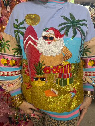 Queen of Sparkles Multi Vintage Vacation Santa Sweatshirt
