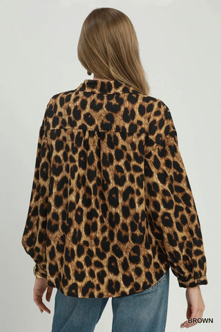 Leopard Breeze Split-Neck Top