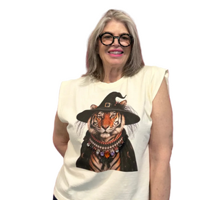 Witchy Tessa in 3D Jewels Muscle Tee
