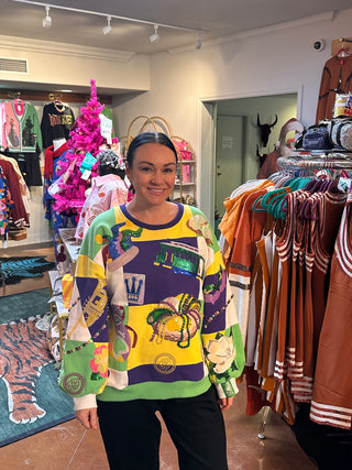 Queen of Sparkles Checkered Mardi Gras Icon Sweatshirt