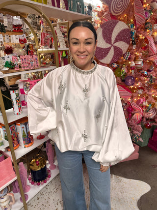 All Eyes on Me Top -White