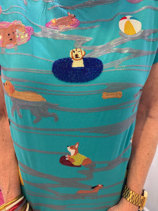 QOS Aqua Dogs on Tubes Swimming Tee
