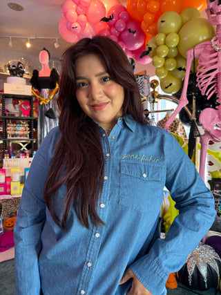 Brianna Cannon • Gone Fishin' Denim Button Up Shirt