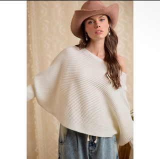 Cloud Soft Off-Shoulder Poncho - Ivory