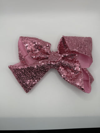 Pink Sequins Hair Bows 7.5” wide