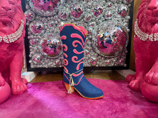 Neon Boot Christmas Decor - Navy