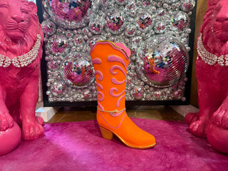 Neon Boot Christmas Decor - Orange