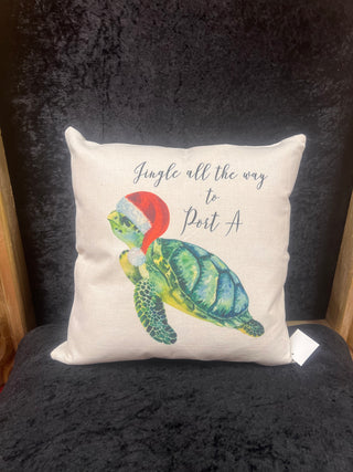 Santa Sea Turtle Square Pillow