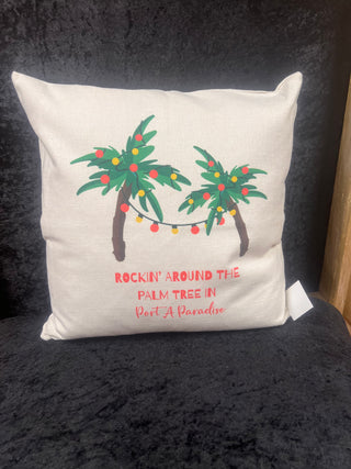 Christmas Palm Tree w/Lights Square Pillow