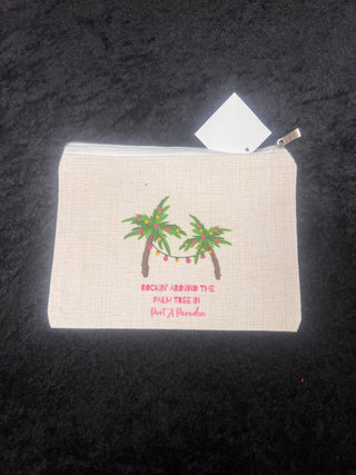 Christmas Palm Trees Canvas 8.5"x6.5" Accessory Bag