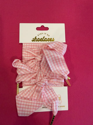 Gingham Pink Step it up shoelaces