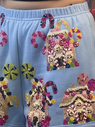 Queen of Sparkles - Light Blue Gingerbread Houses Shorts