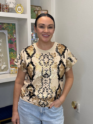 Queen of Sparkles Snake Full Sequin Tee