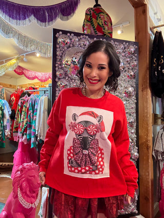 Glitz & Growls Holiday Zebra Crewneck