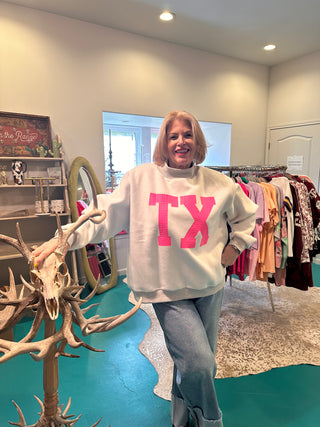 Texas & TX Print Reversible Mockneck Sweatshirt