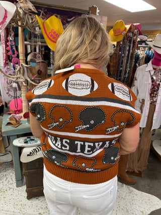 Queen of Sparkles • QOS • Licensed Texas Vintage Football Helmet Stripe Vest
