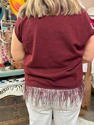 Queen of Sparkles • QOS • Licensed Texas A&M Feather Bottom Tank Sweater