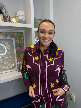 QOS Maroon PBR Long Sleeve Icon Top