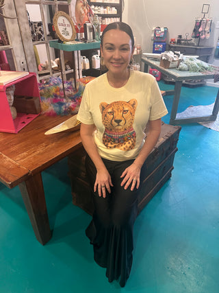 Jeweled Collar Leopard Tee