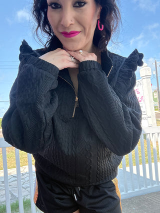 Ruffled Up Textured Pullover Top