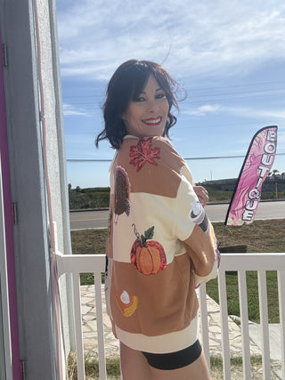 Queen of Sparkles • QOS • Brown & Ivory Checkered Fall Icon Sweatshirt