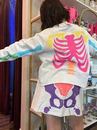 Queen of Sparkles - Grey & Neon Skeleton Sweatshirt