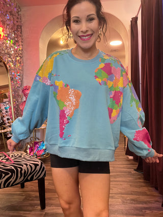 Queen of Sparkles - Aqua Queen Of The World Sweatshirt