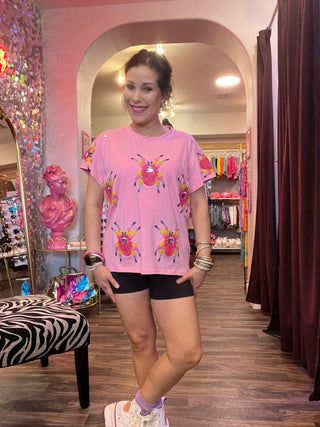 Queen of Sparkles - Pink Scattered Spider Tee