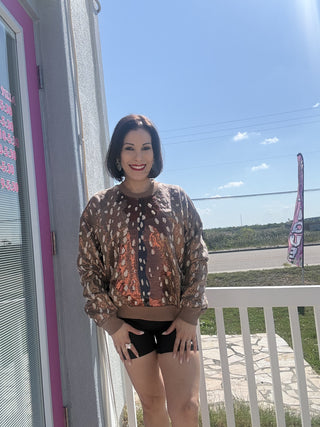Queen of Sparkles • QOS • Brown Deer Print Sweatshirt