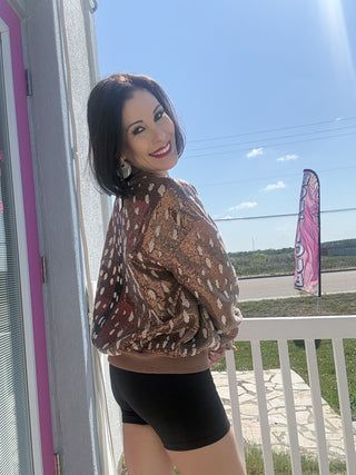 Queen of Sparkles • QOS • Brown Deer Print Sweatshirt