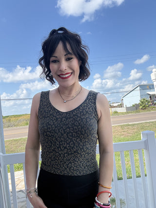 Forest Night Lurex Leopard Tank Top