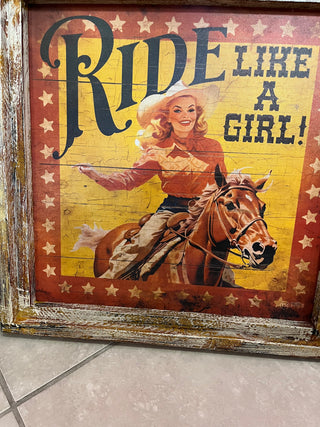 Ride Like a Girl - Med Square sign