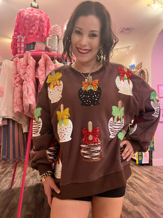 Queen of Sparkles - Brown Candy Apple Sweatshirt