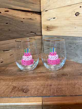 Stemless Wine Rhinestone Birthday Cake