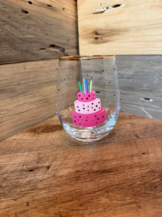 Stemless Wine Rhinestone Birthday Cake