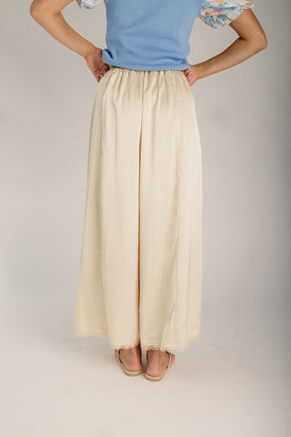 Satin Flow Pant with Lace Accent