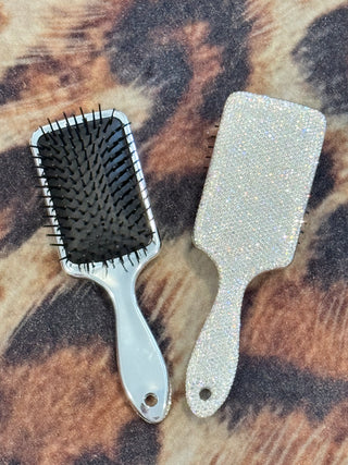 SQUARE SILVER-AB RHINESTONES HAIR BRUSH