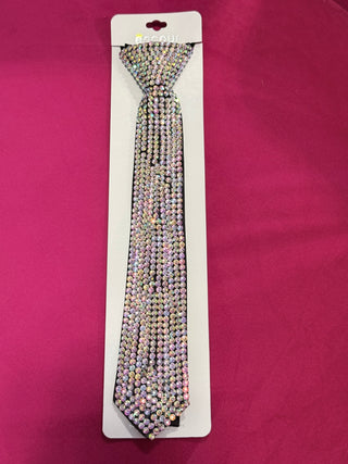 Silver AB Rhinestone Neck Tie