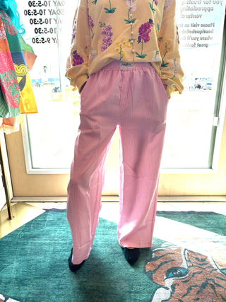 Pink and White Stripes Pants