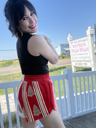 Queen of Sparkles QOS Red & Ivory Striped Christmas Cookie Short