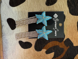 Brianna Cannon Starfish Earrings with Pearl Fringe