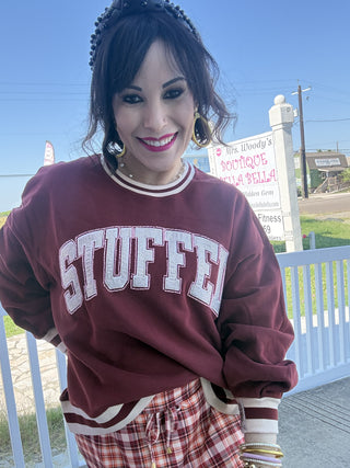 Queen of Sparkles QOS Marron & Ivory Rhinestone 'Stuffed' Sweatshirt
