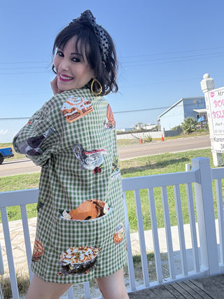 Queen of Sparkles QOS Green Plaid Queen of Turkey Button Up Dress