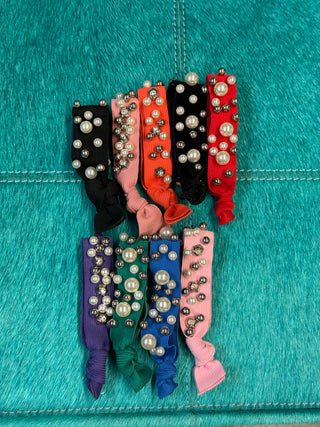 Solid Pearl Stud Hair Ties - Assorted Colors