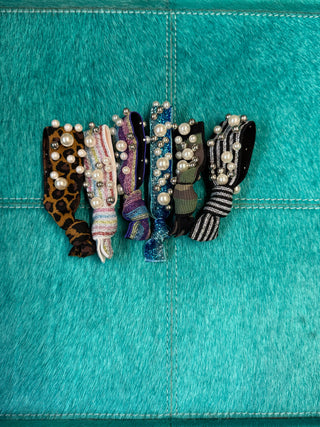 Pattern Pearl Stud Hair Ties - Assorted Colors