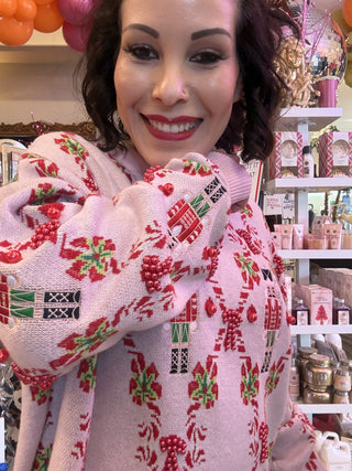 Queen of Sparkles • QOS • Light Pink Nutcracker & Candy Cane Sweater