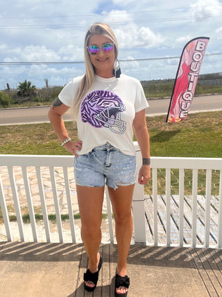 Queen of Sparkles - White & Purple Tiger Print Helmet Tee