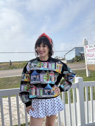 Queen of Sparkles Black Multi Nola Porches Sweatshirt