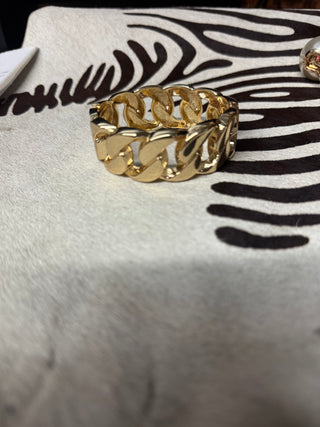 Chunk Gold Linked Cuff Bracelet
